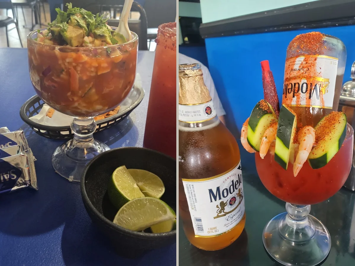 Colorful Mexican restaurant interior with seating.